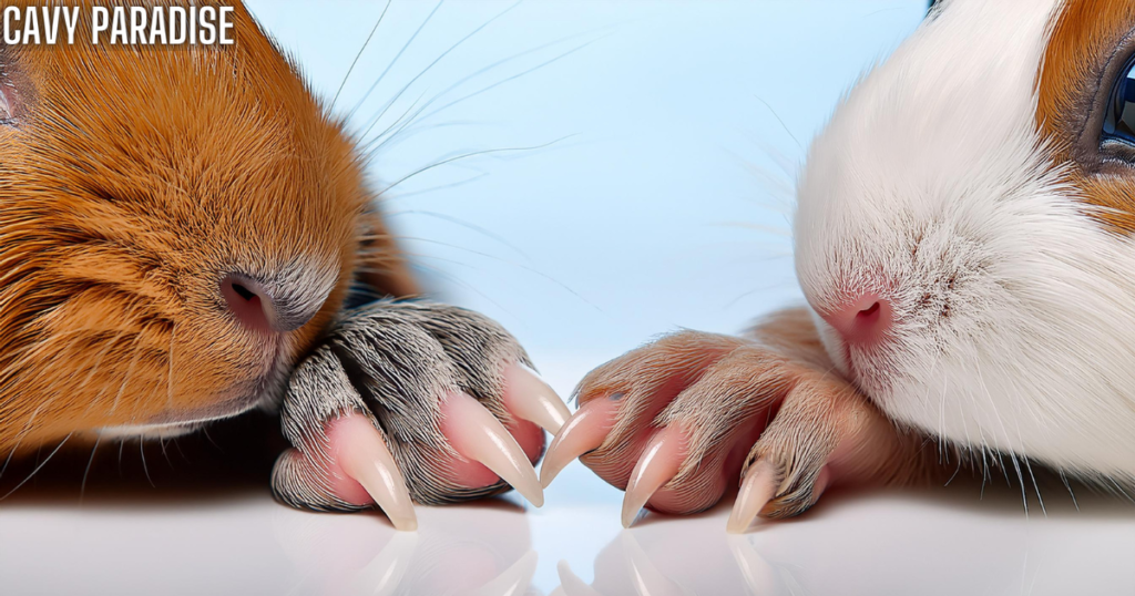 Before and after guinea pig nail trimming comparison. Before and after guinea pig nail trimming comparison.