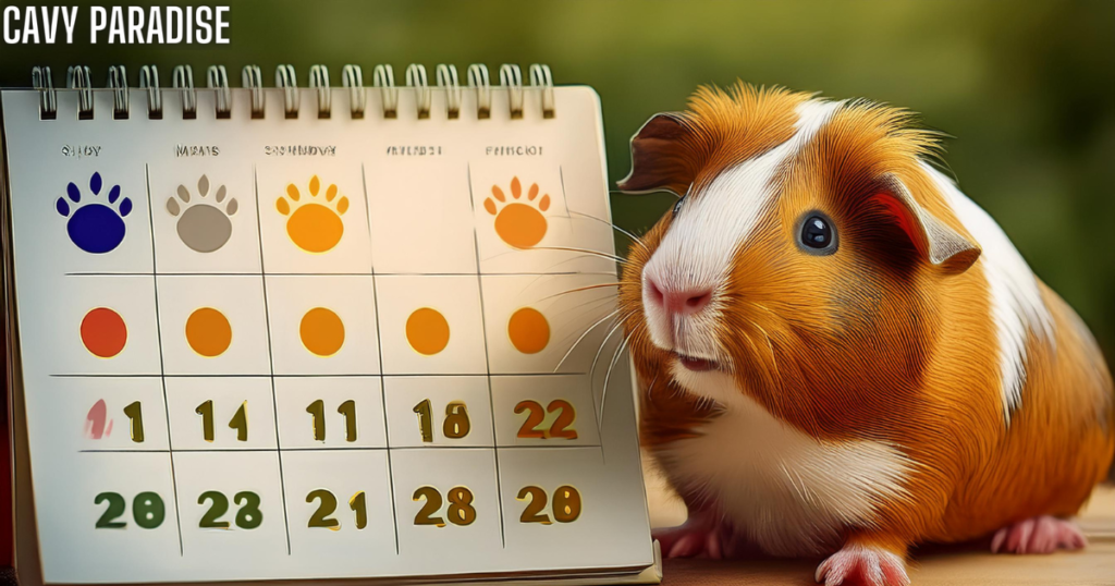 Guinea pig nail trimming schedule marked on a calendar. Guinea pig nail trimming schedule marked on a calendar.